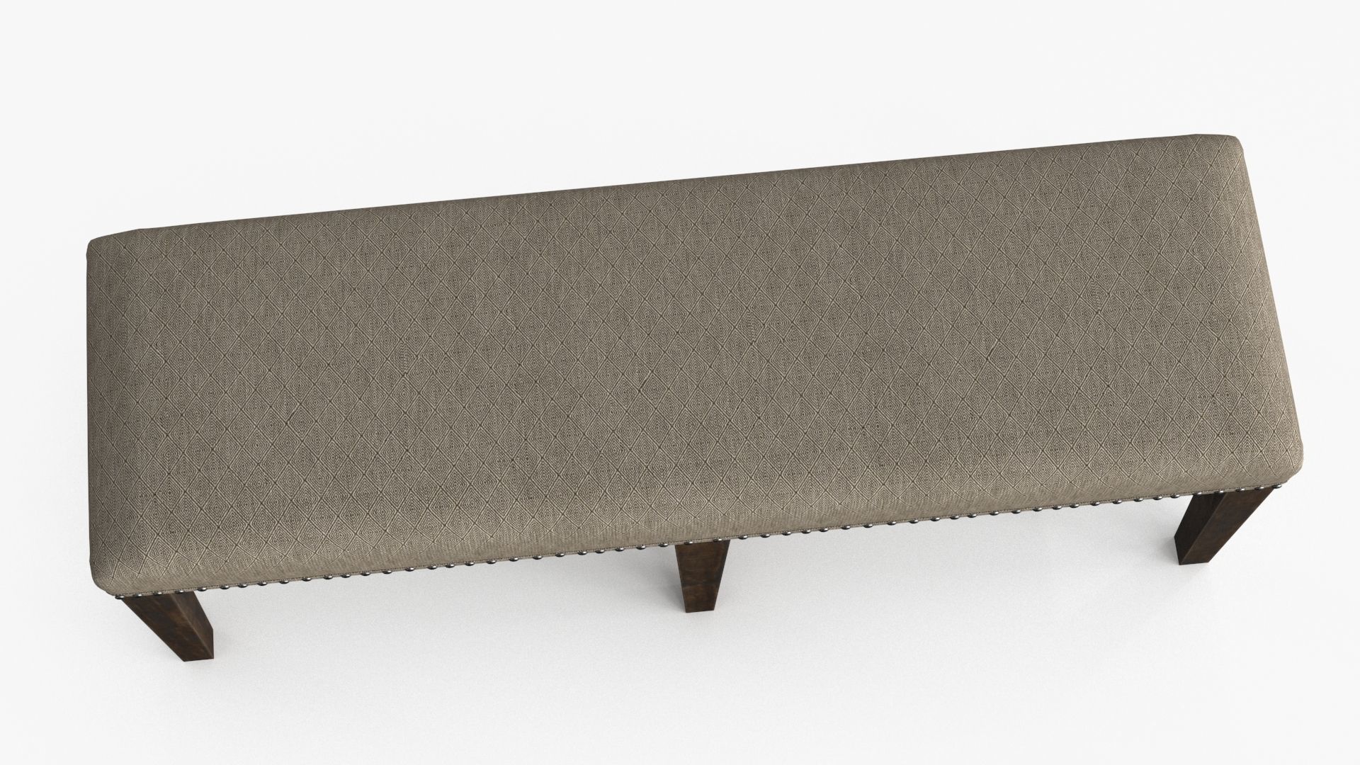 Backless Upholstered Dining Bench Oak Low-poly 3D model_3