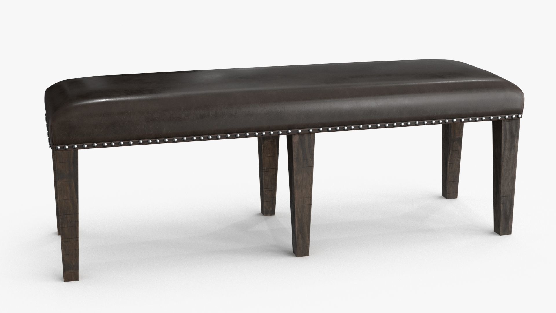 Backless Upholstered Dining Bench Oak Low-poly 3D model_6