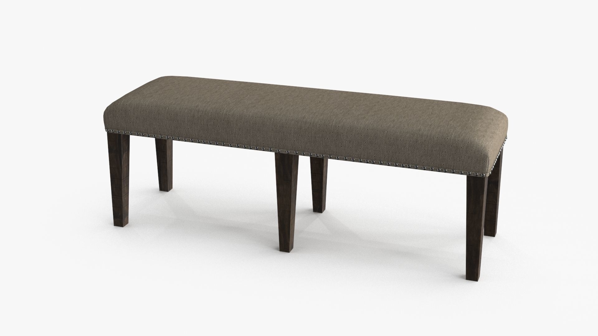 Backless Upholstered Dining Bench Oak Low-poly 3D model_11