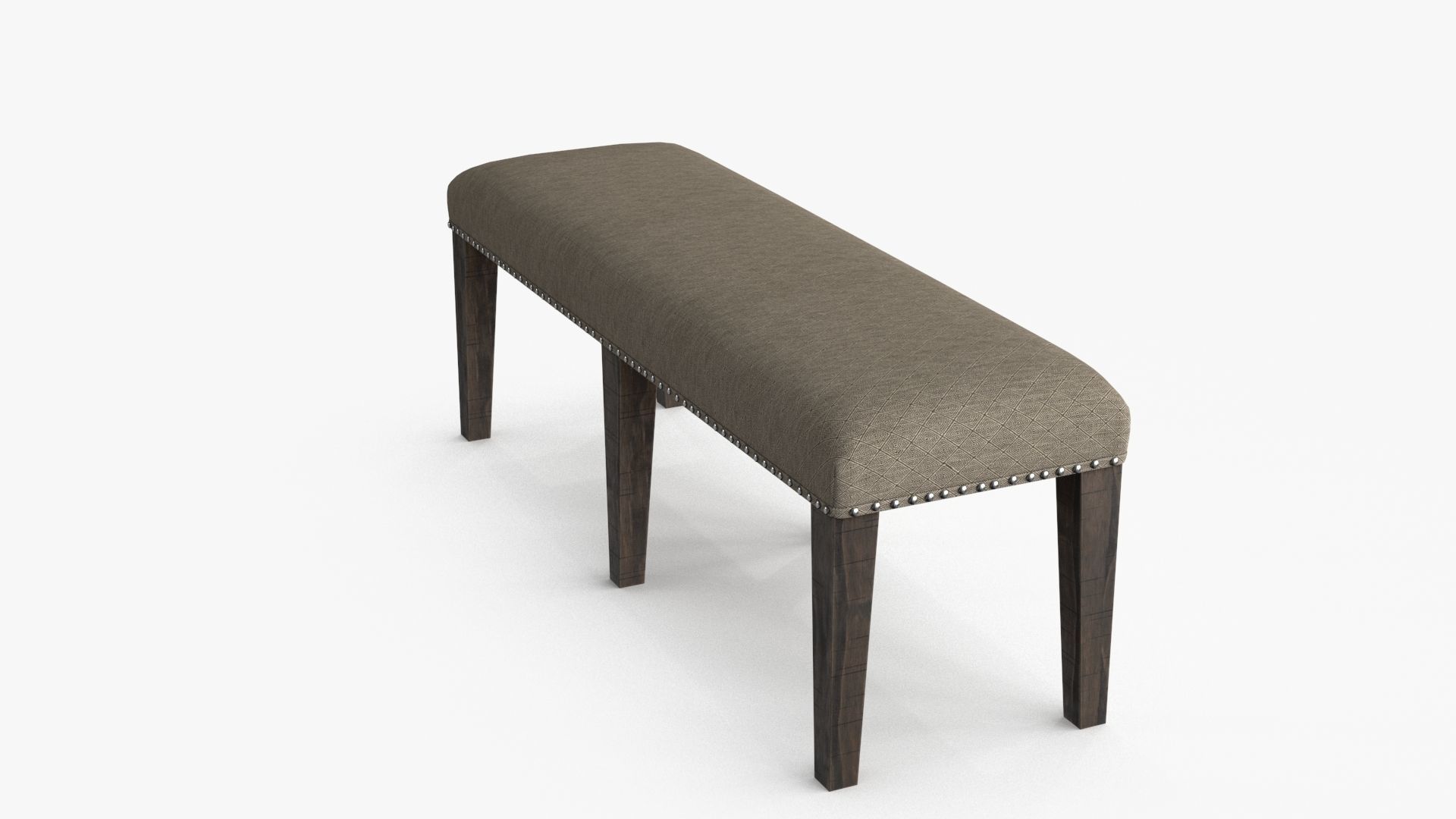 Backless Upholstered Dining Bench Oak Low-poly 3D model_14