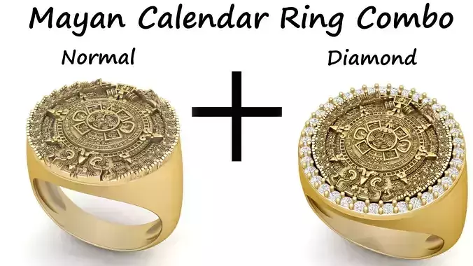Mayan Calendar Rings Combo  3D Model Collection
