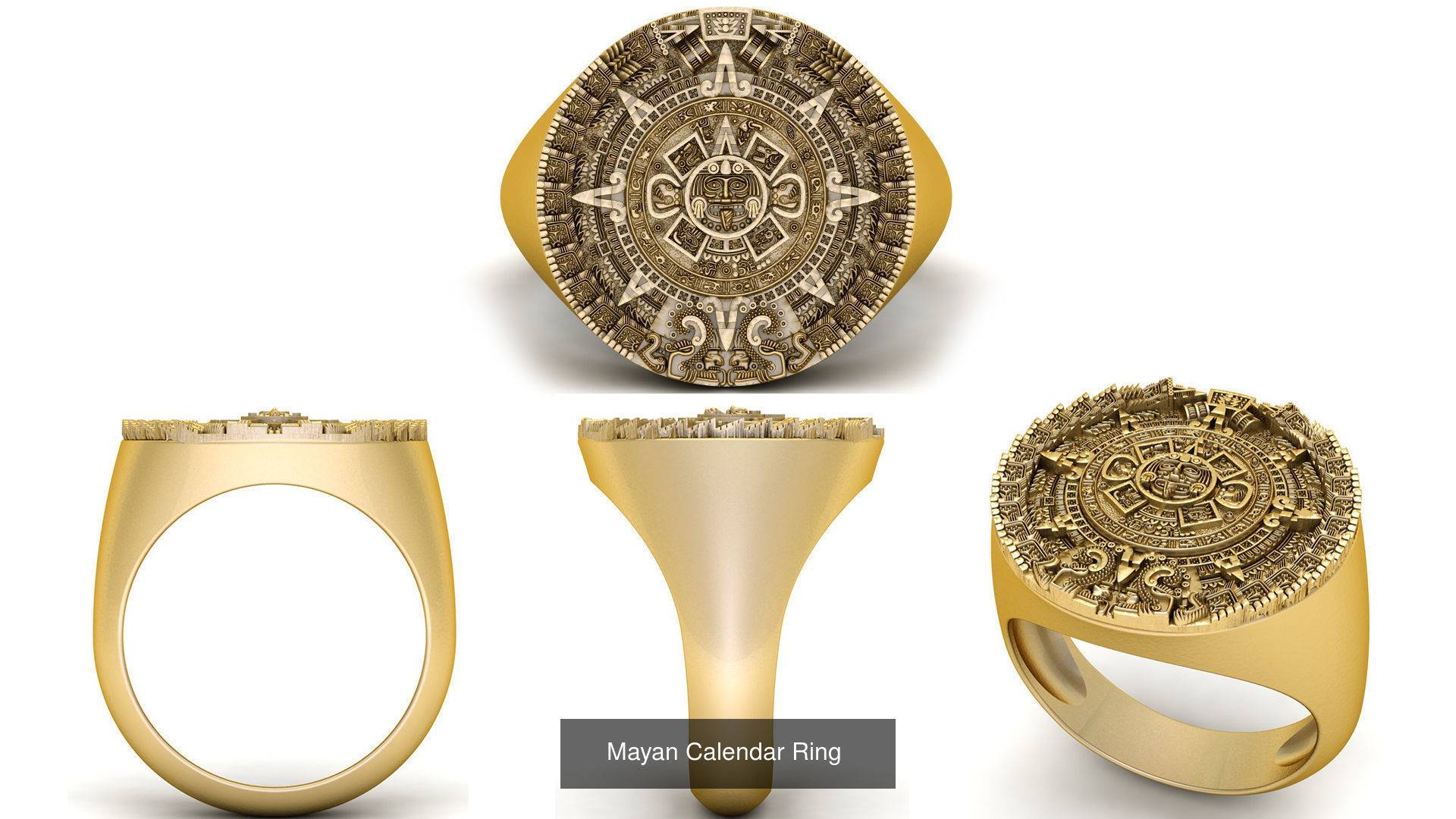 Mayan Calendar Rings Combo  3D Model Collection_1