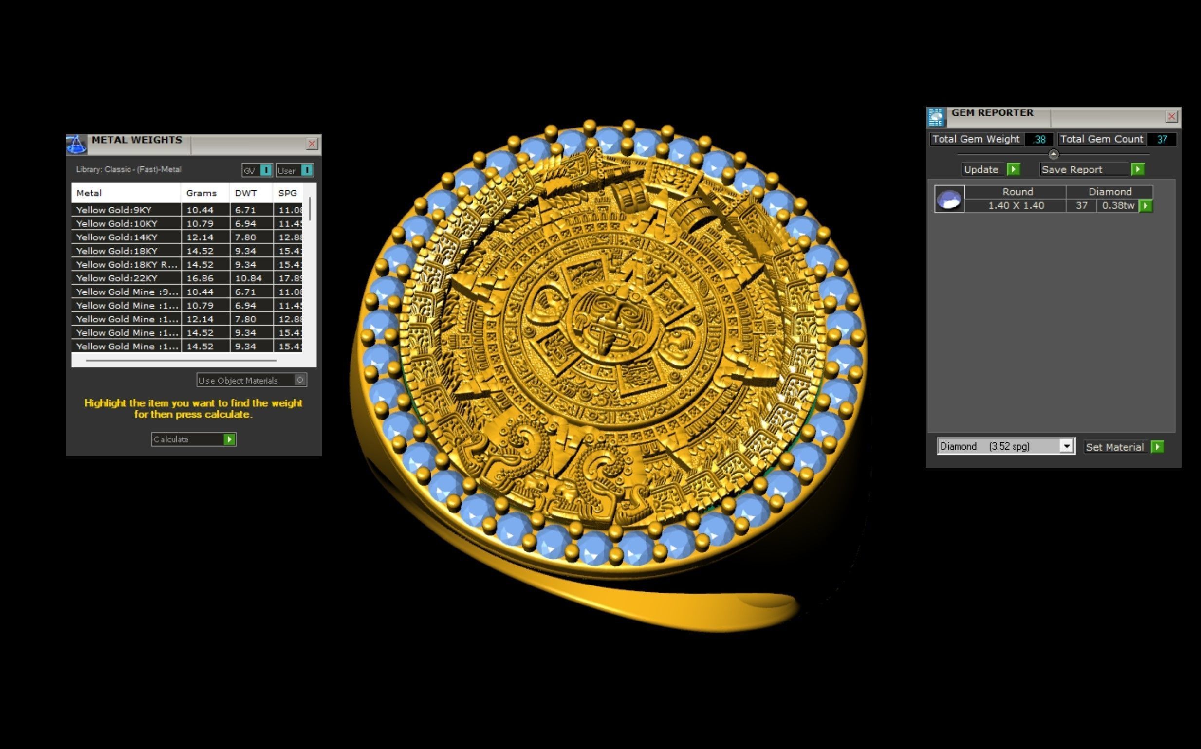 Mayan Calendar Rings Combo  3D Model Collection_12