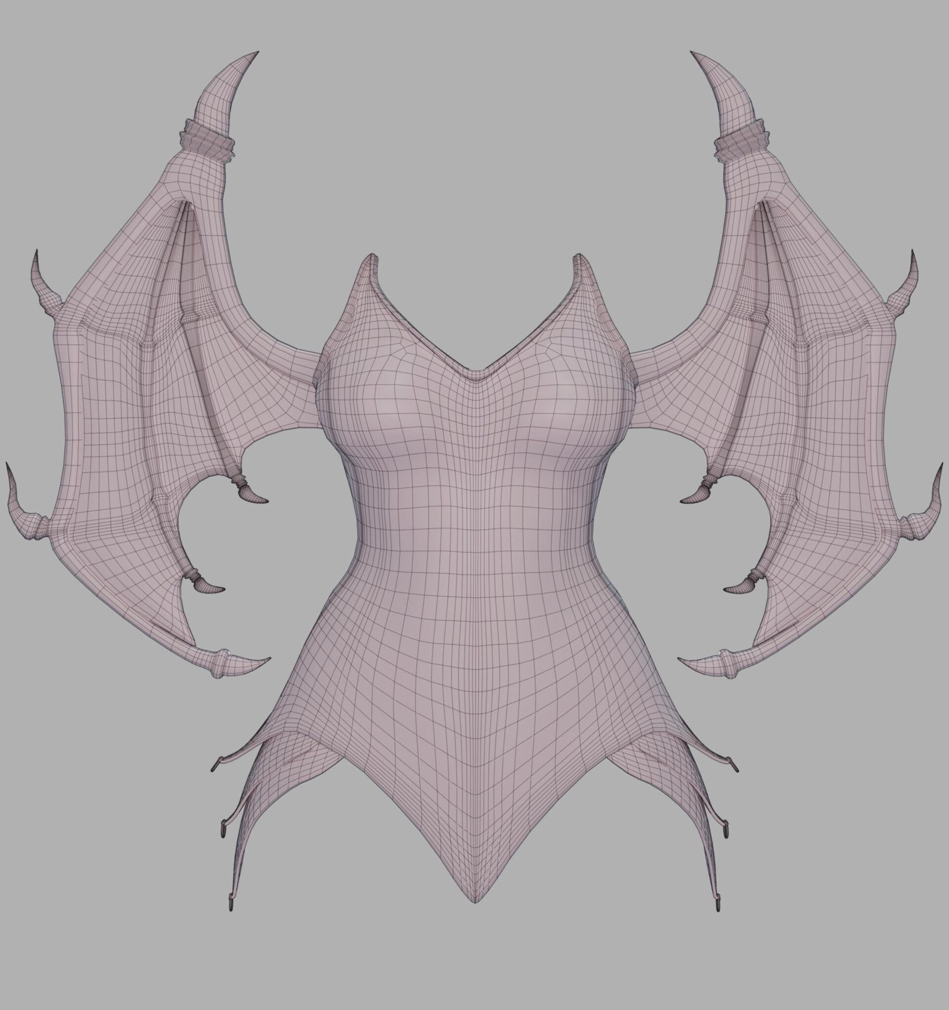 Draconic Demon outfit  Low-poly 3D model_12