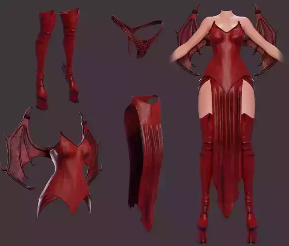 Draconic Demon outfit  Low-poly 3D model Draconic Demon outfit  Low-poly 3D model