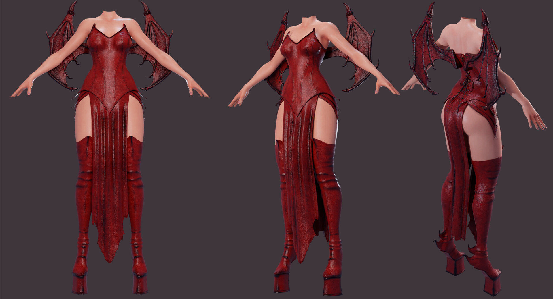 Draconic Demon outfit  Low-poly 3D model_1