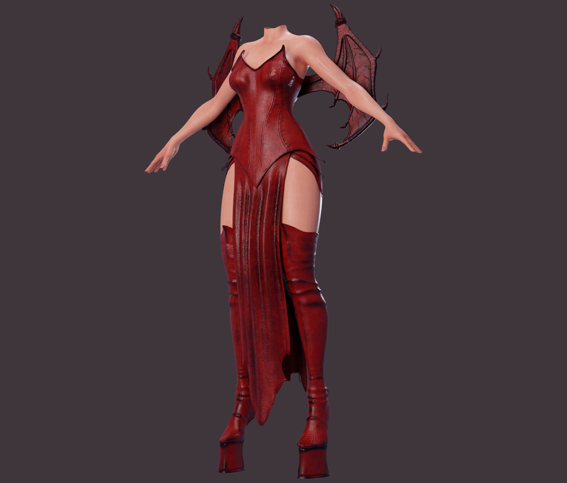 Draconic Demon outfit  Low-poly 3D model_2