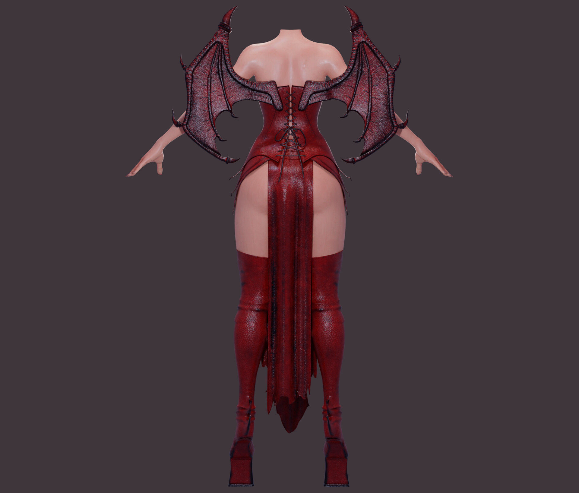Draconic Demon outfit  Low-poly 3D model_7