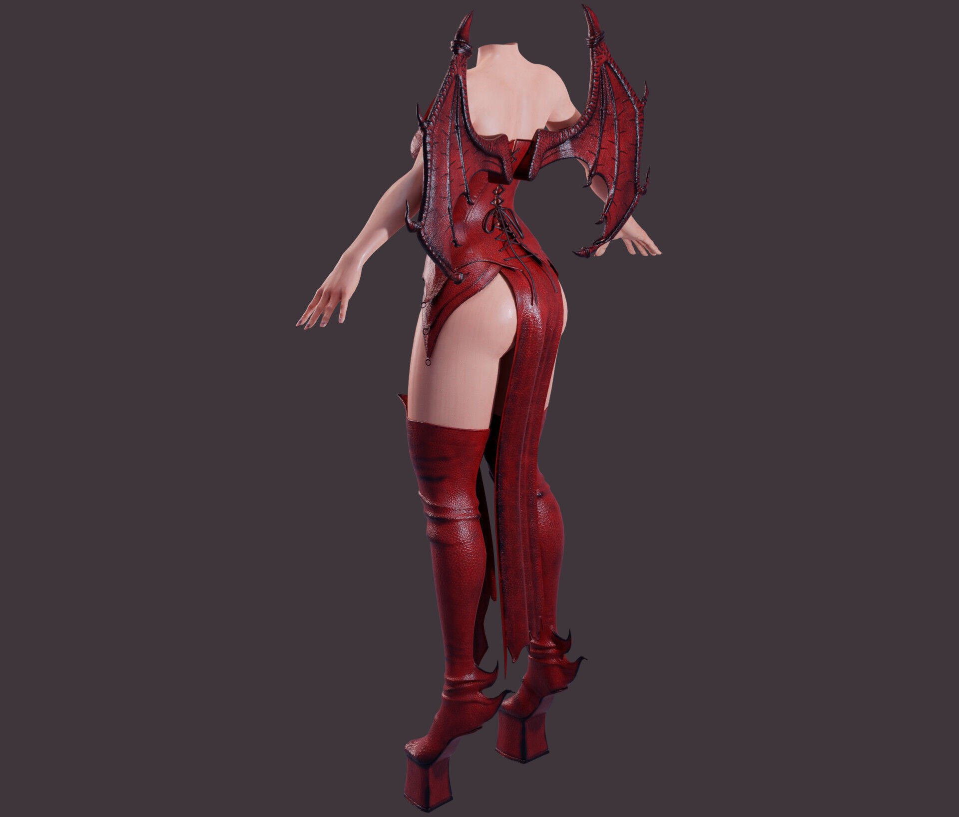 Draconic Demon outfit  Low-poly 3D model_5
