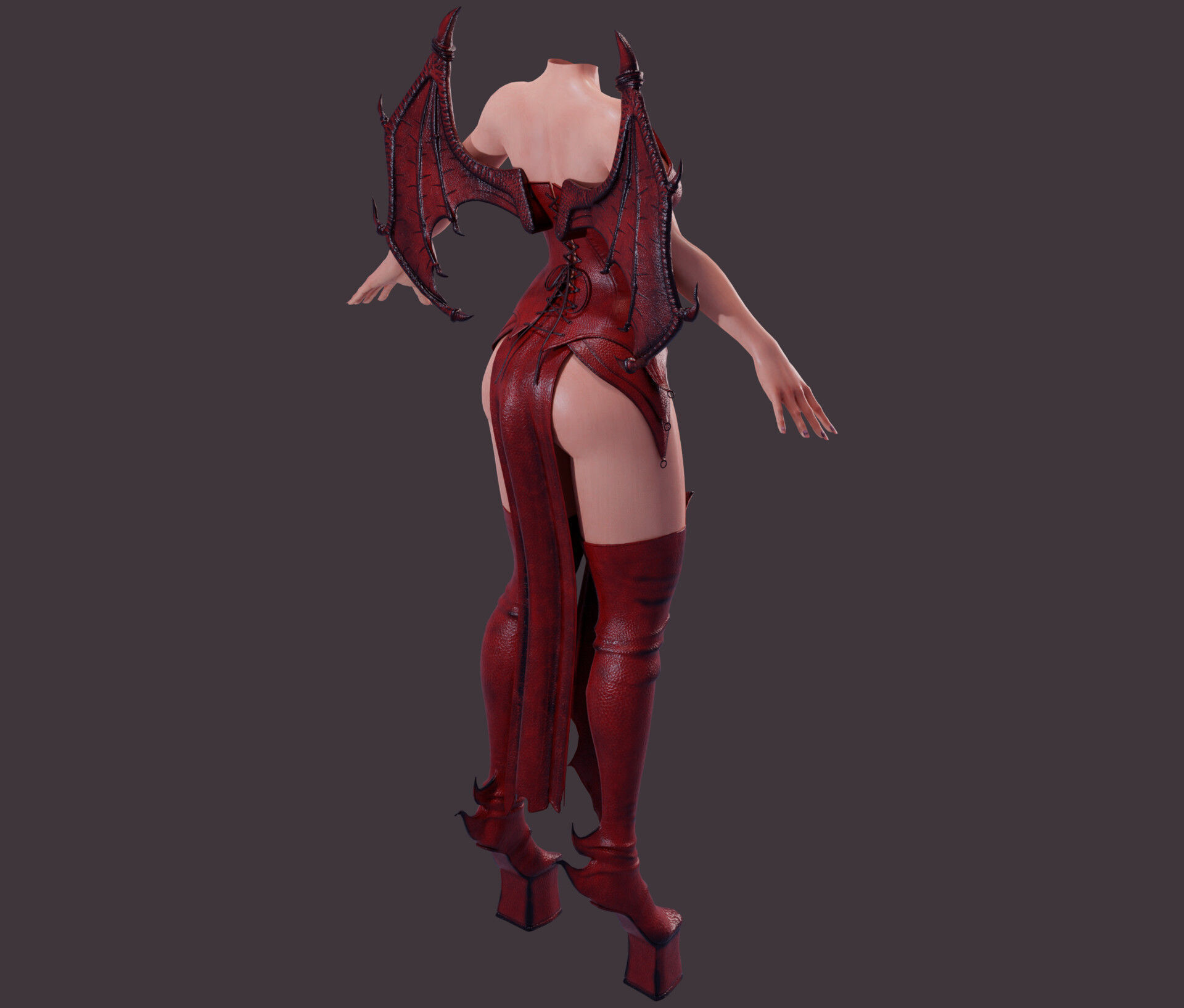 Draconic Demon outfit  Low-poly 3D model_6
