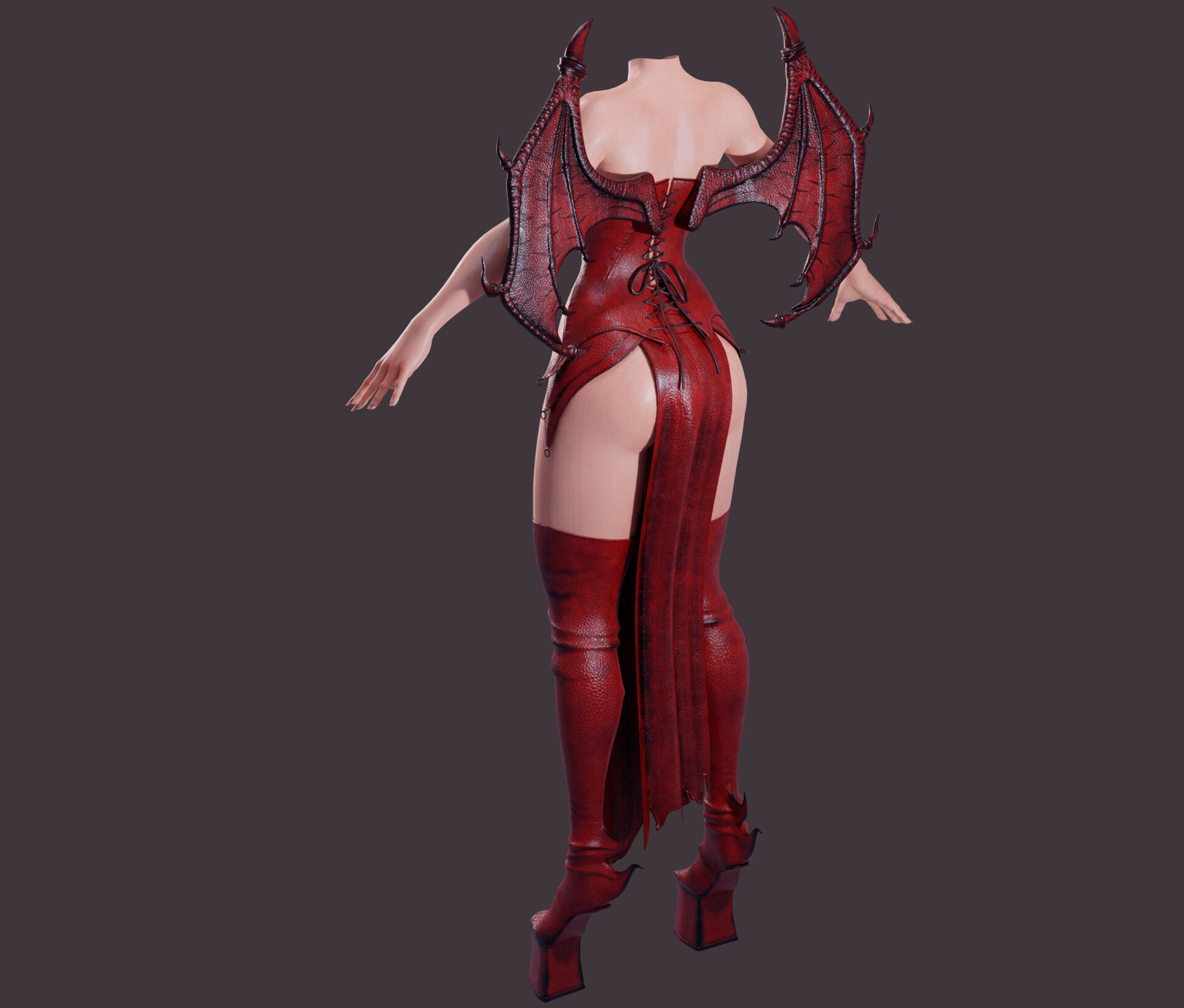 Draconic Demon outfit  Low-poly 3D model_8