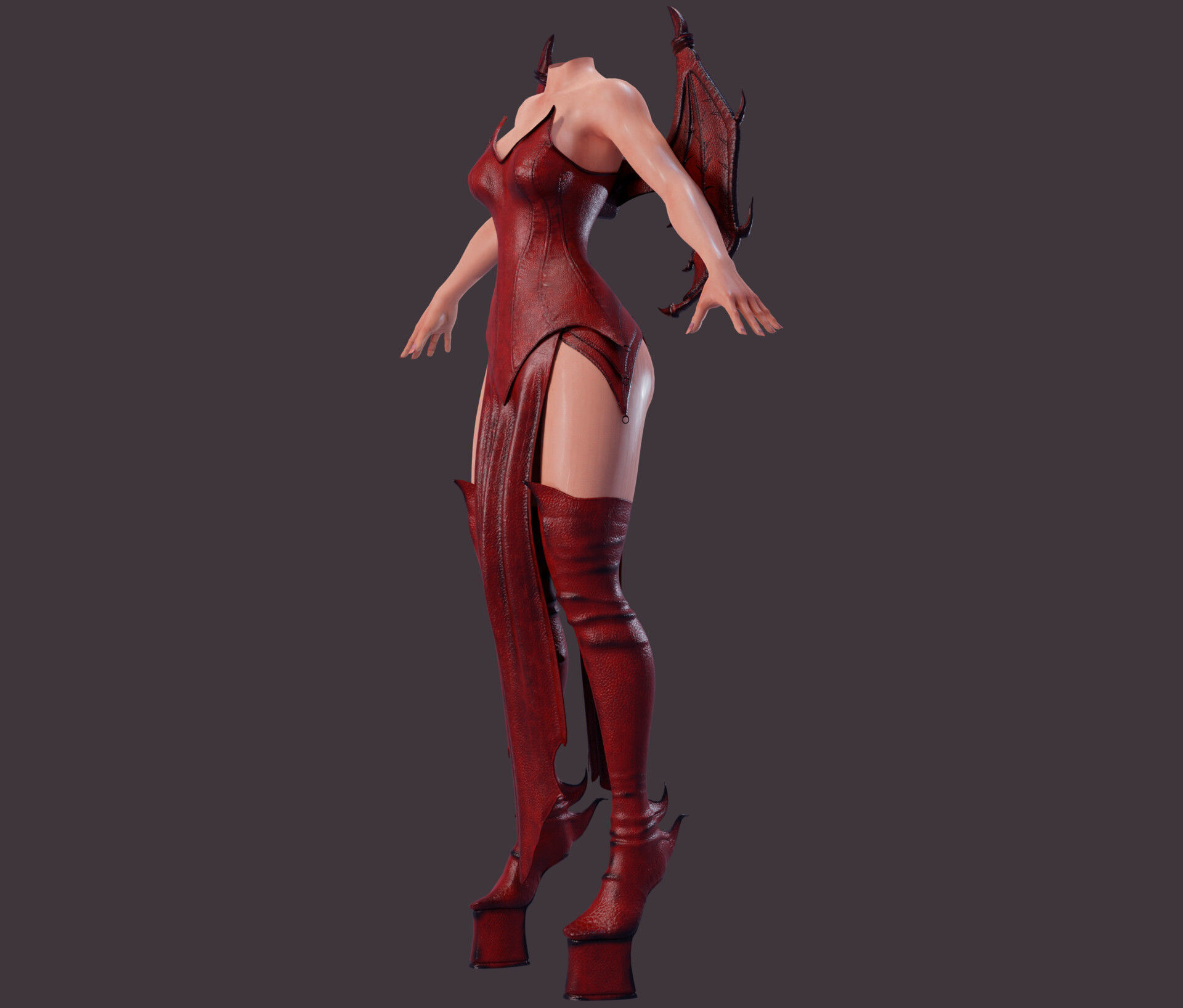 Draconic Demon outfit  Low-poly 3D model_3