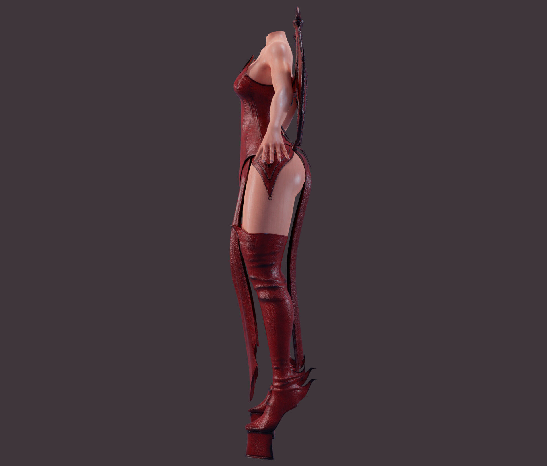 Draconic Demon outfit  Low-poly 3D model_4