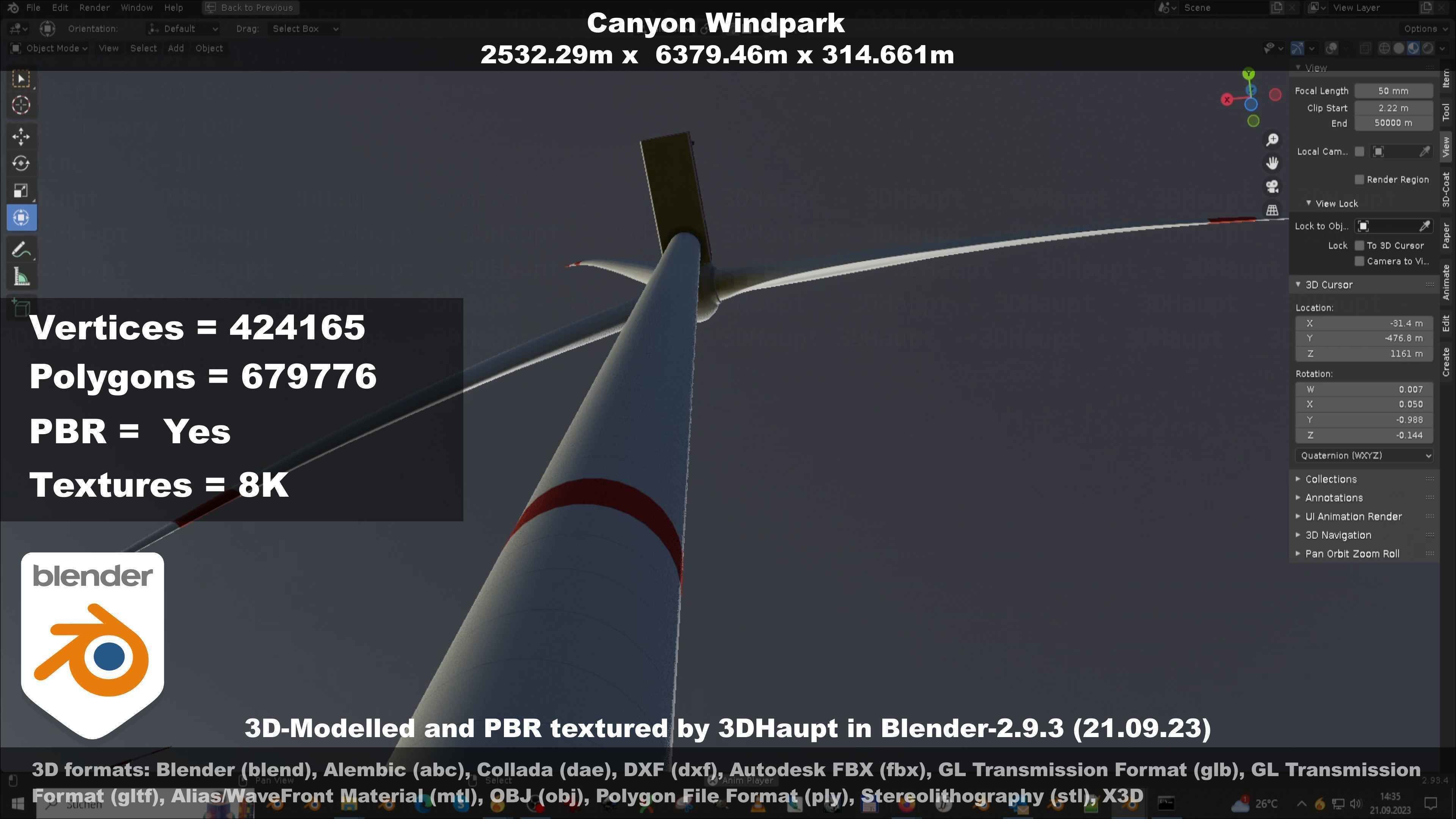 Canyon Windfarm Scene Low-poly 3D model_105