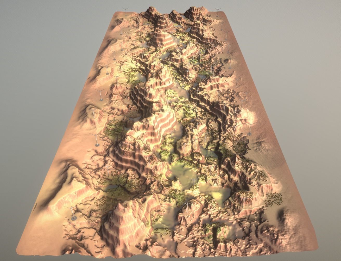 Canyon Windfarm Scene Low-poly 3D model_8