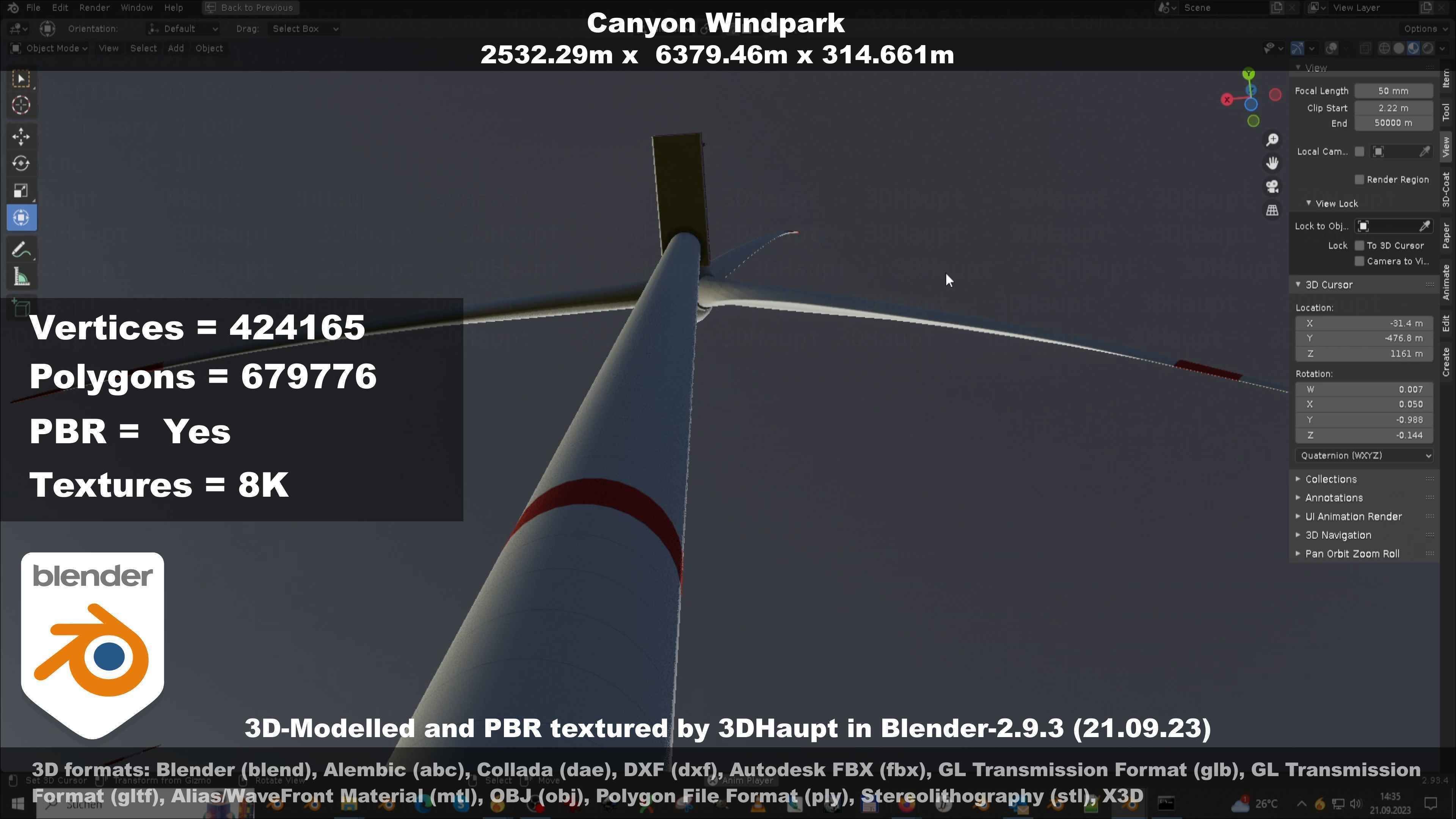 Canyon Windfarm Scene Low-poly 3D model_20