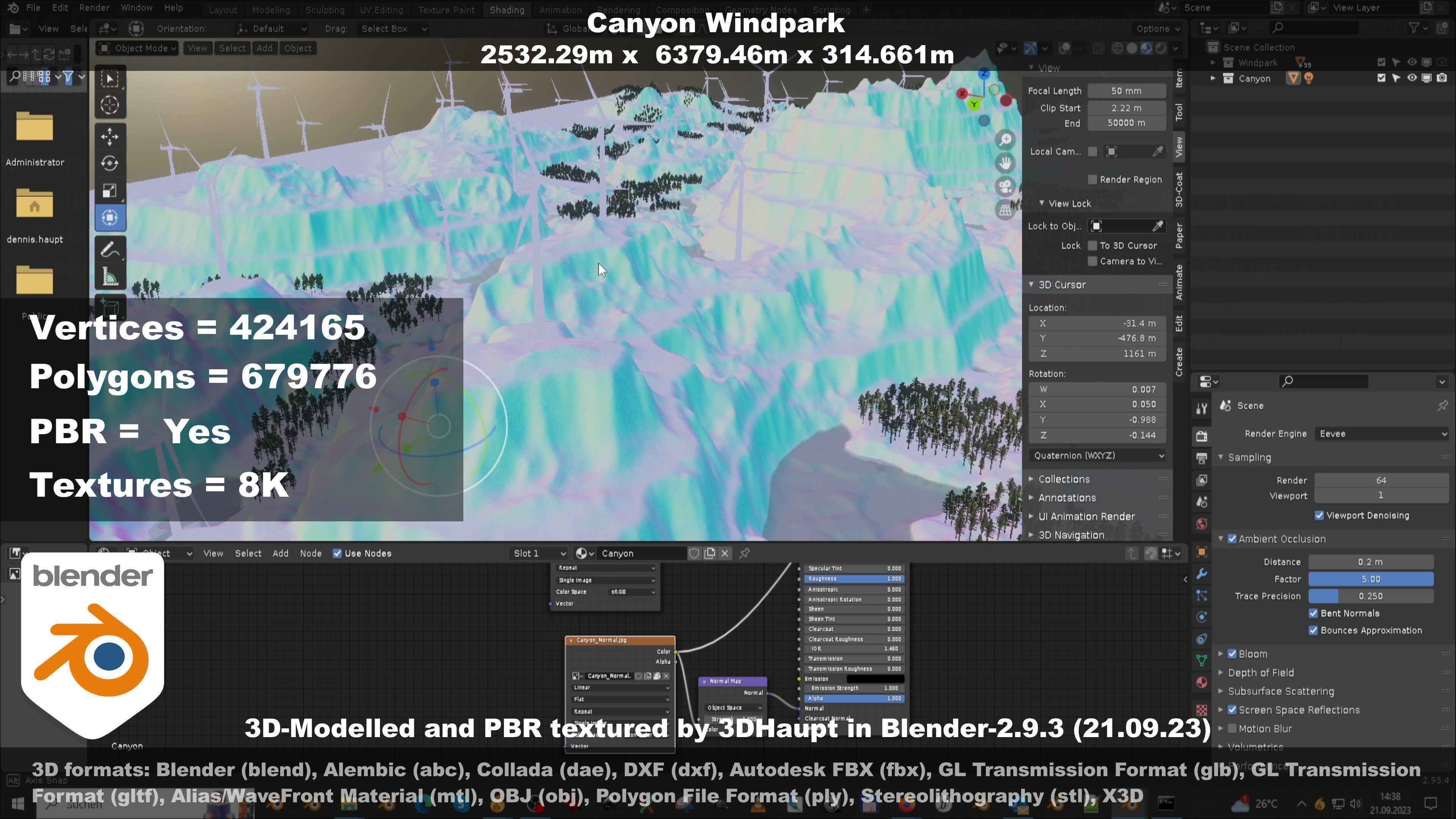 Canyon Windfarm Scene Low-poly 3D model_51