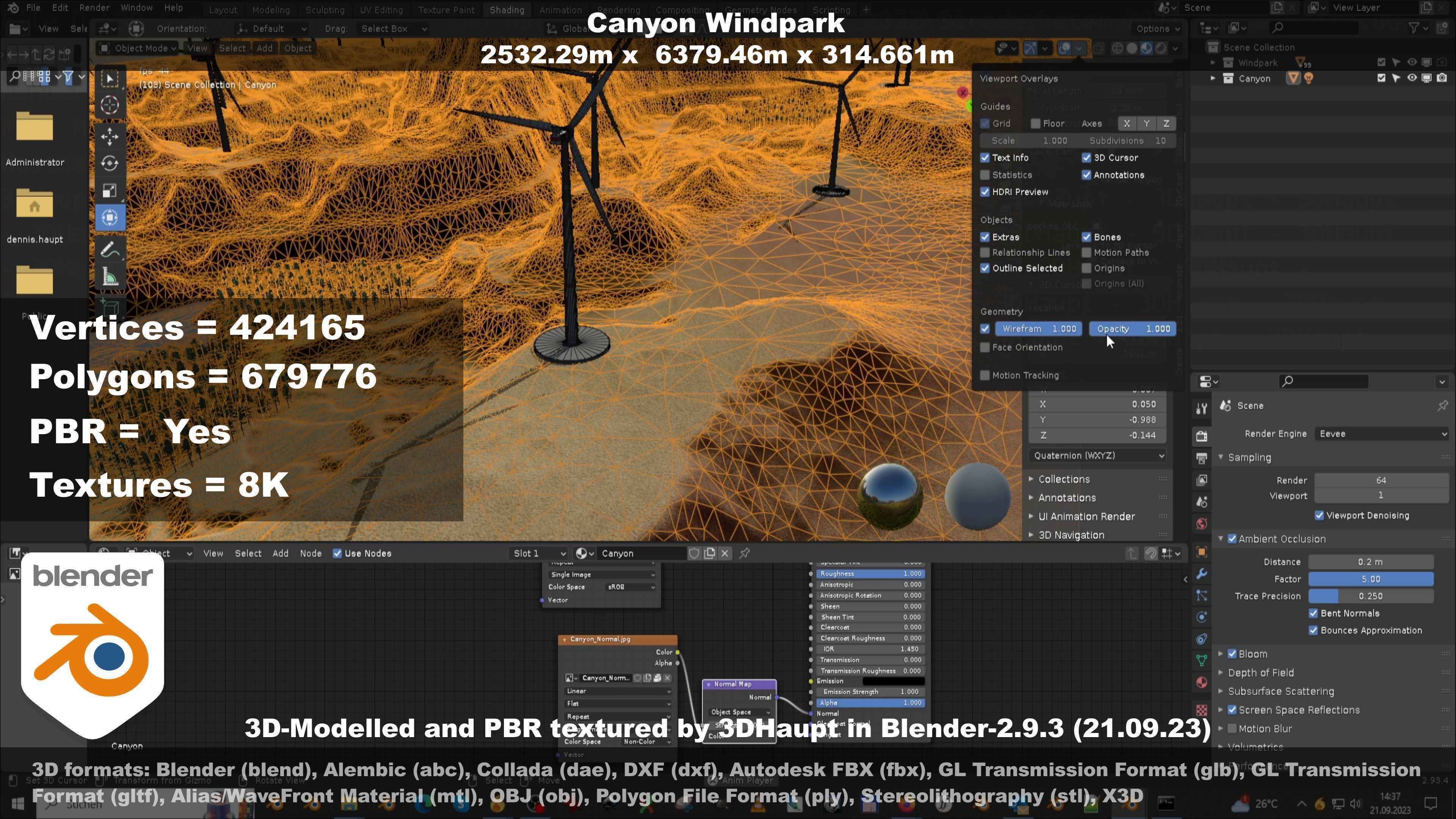 Canyon Windfarm Scene Low-poly 3D model_95