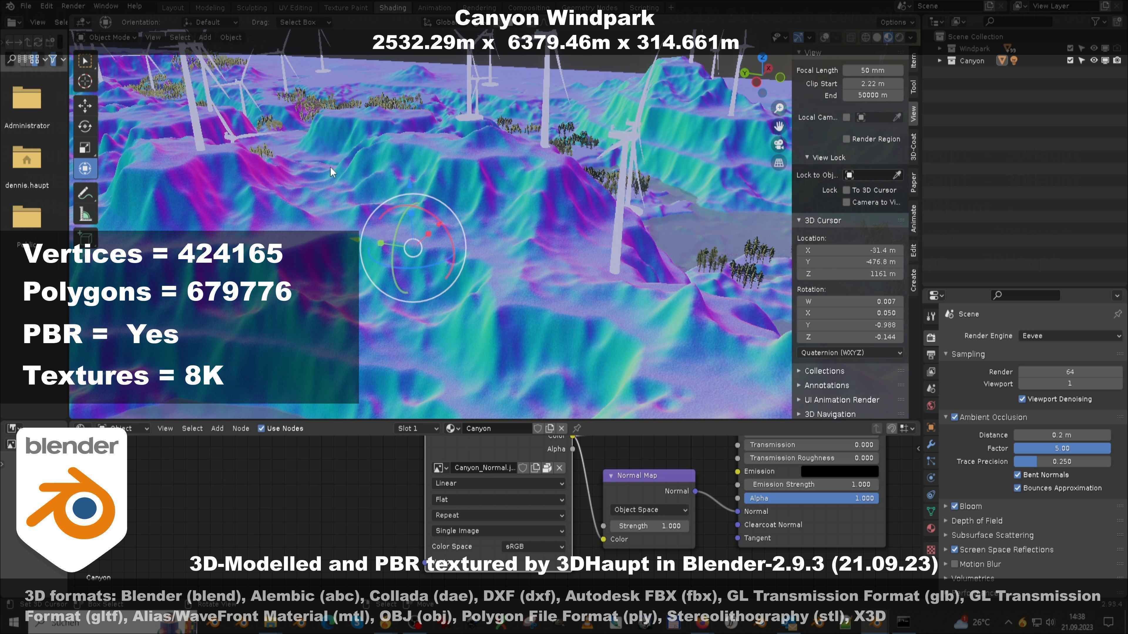 Canyon Windfarm Scene Low-poly 3D model_82