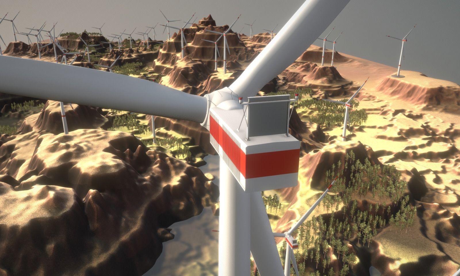 Canyon Windfarm Scene Low-poly 3D model_2
