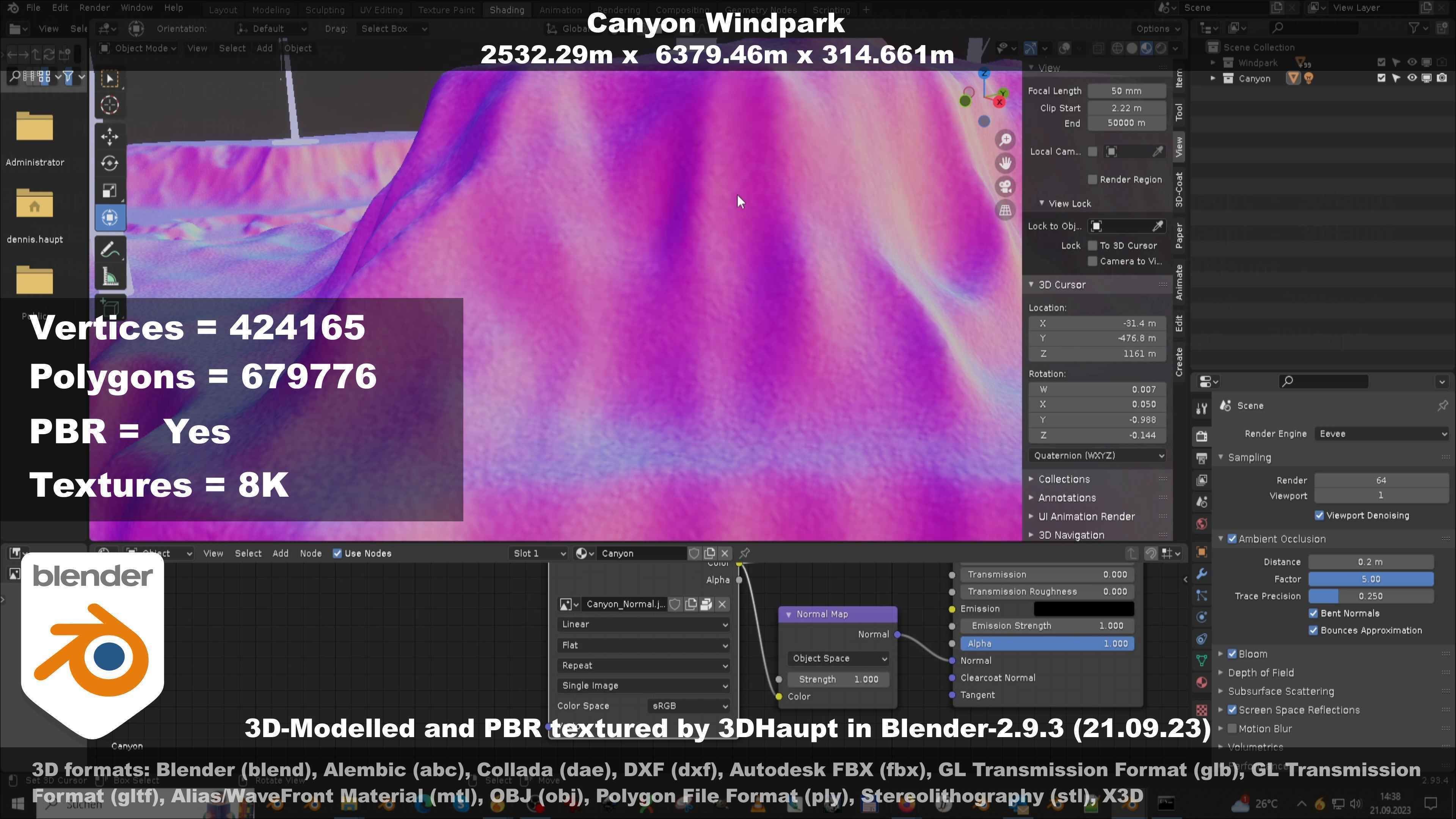 Canyon Windfarm Scene Low-poly 3D model_56