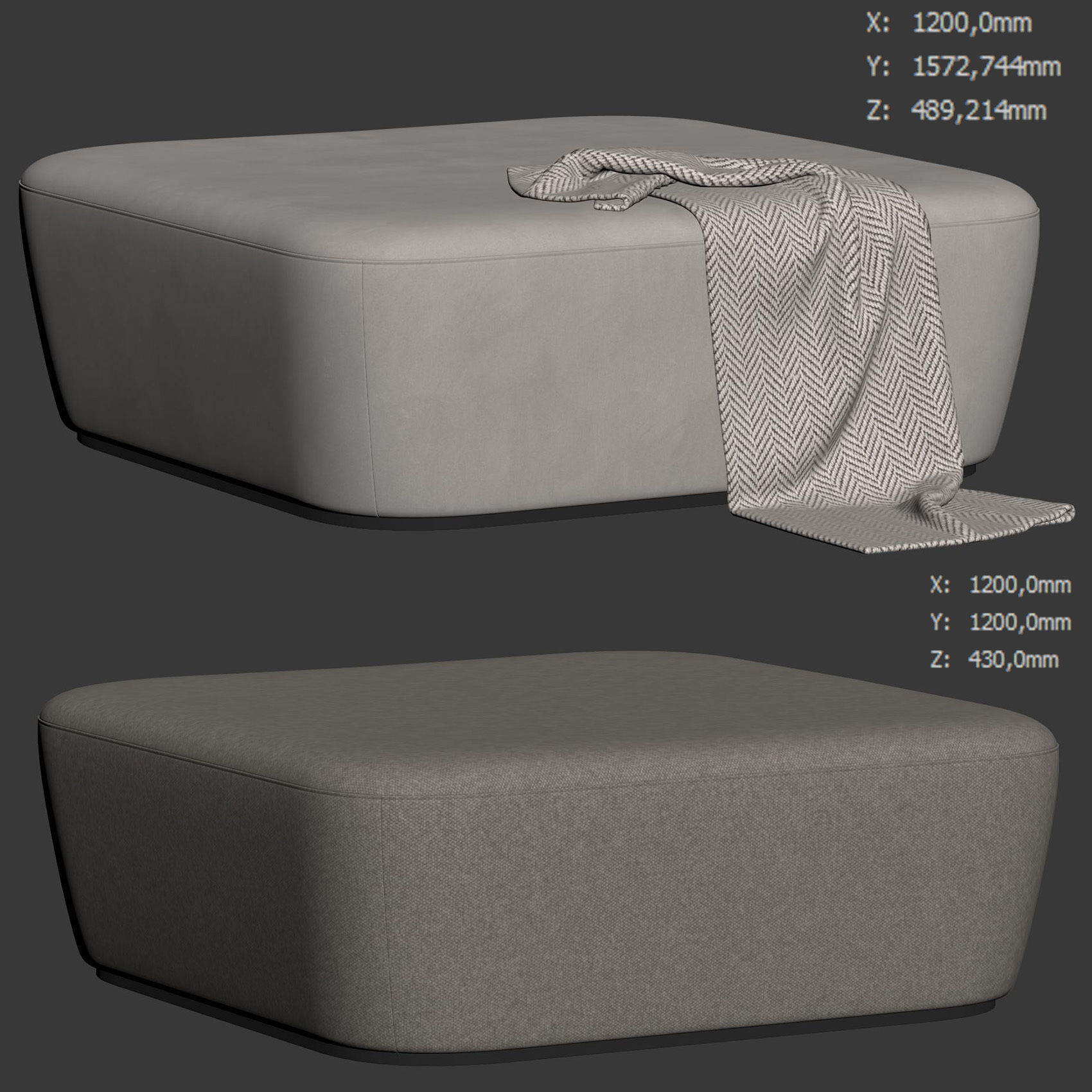 Radar Square Pouf by Frezza 3D model_5