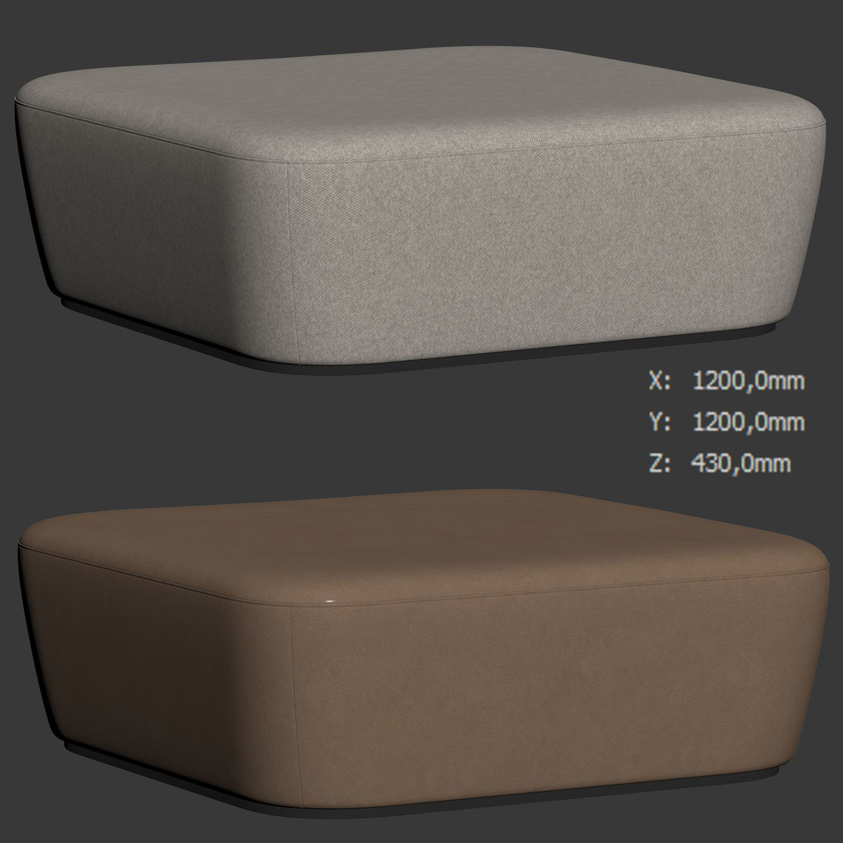 Radar Square Pouf by Frezza 3D model_6