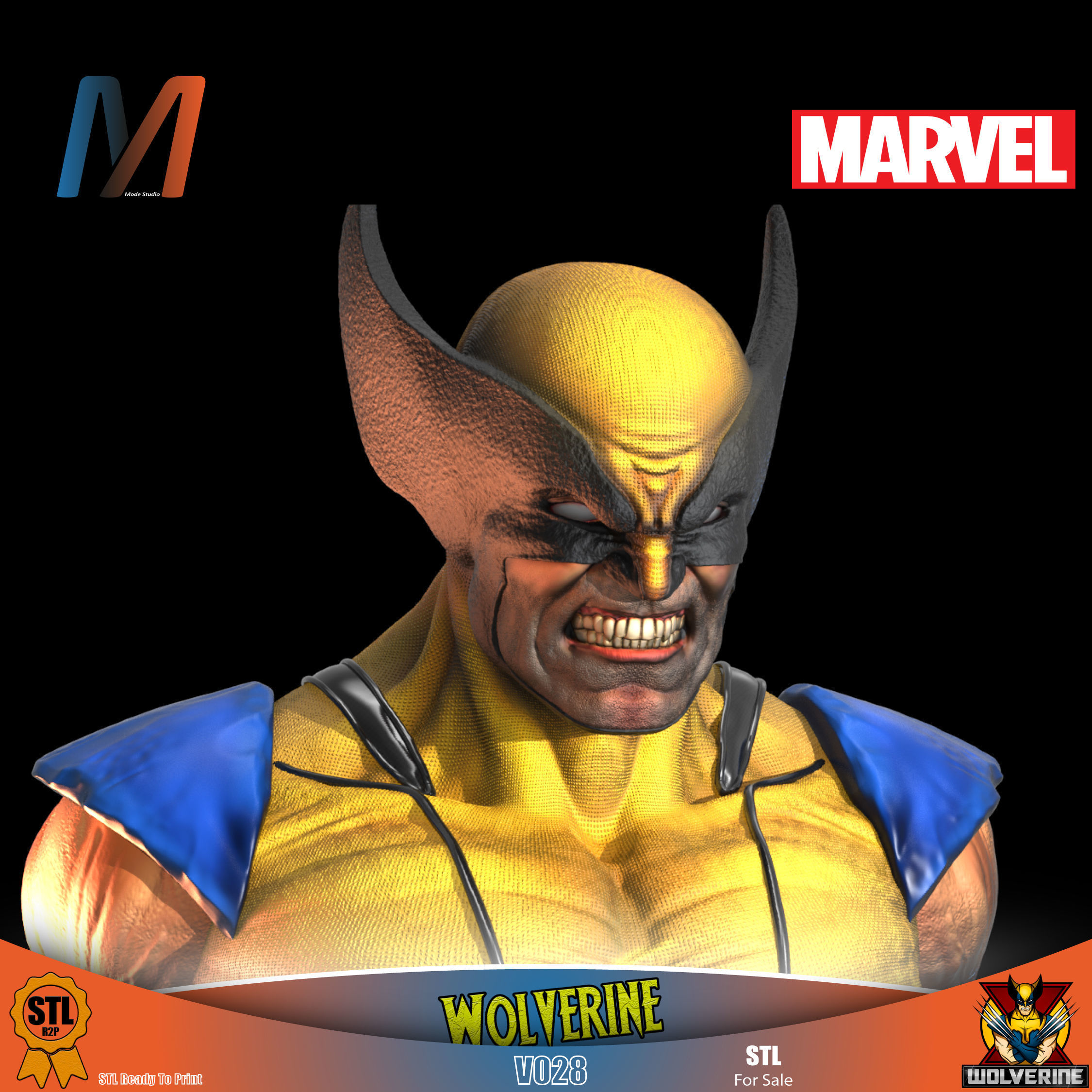 V040 - PACK X3 MARVEL WOLVERINE 3D print model_8