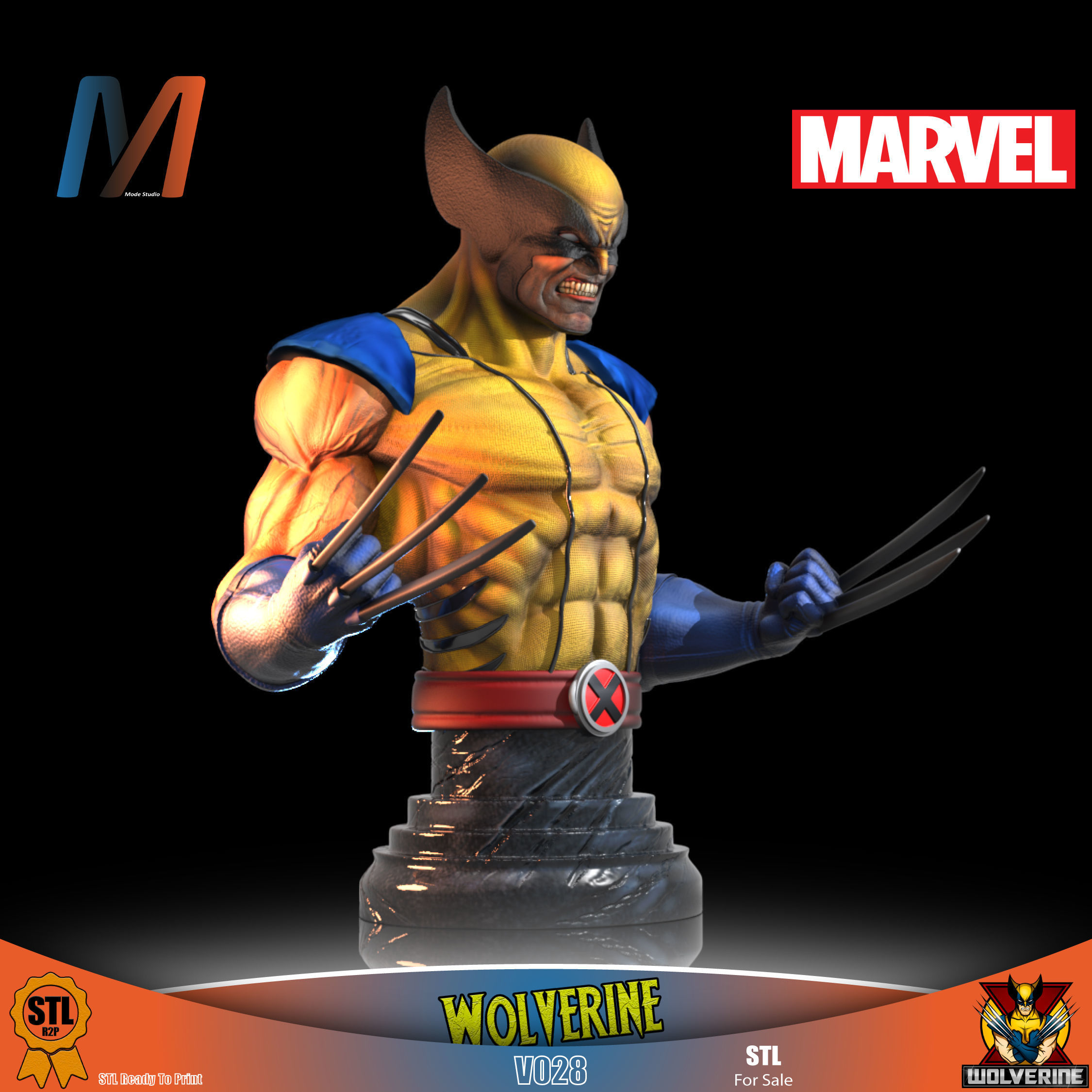 V040 - PACK X3 MARVEL WOLVERINE 3D print model_6