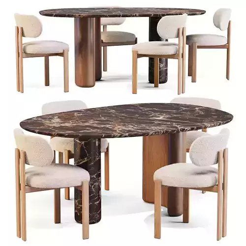 Dining Set Nature Design - Lymph Table and Bay Chairs 3D model