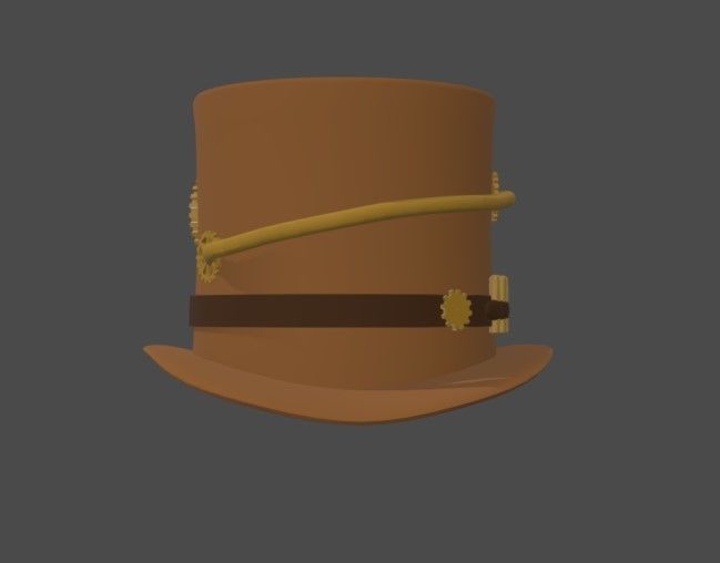 Steampunk Top Hat Low-poly 3D model_2