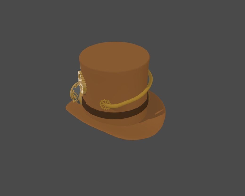 Steampunk Top Hat Low-poly 3D model_5