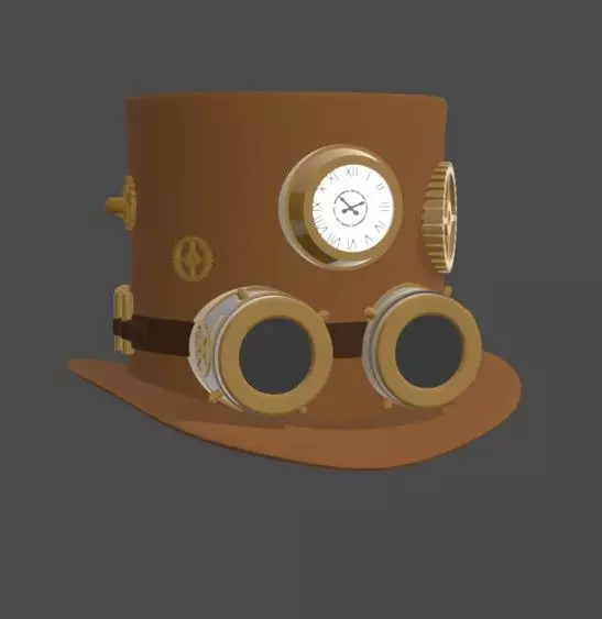 Steampunk Top Hat Low-poly 3D model_0