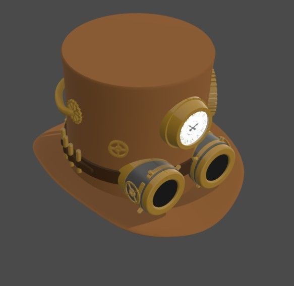 Steampunk Top Hat Low-poly 3D model_7