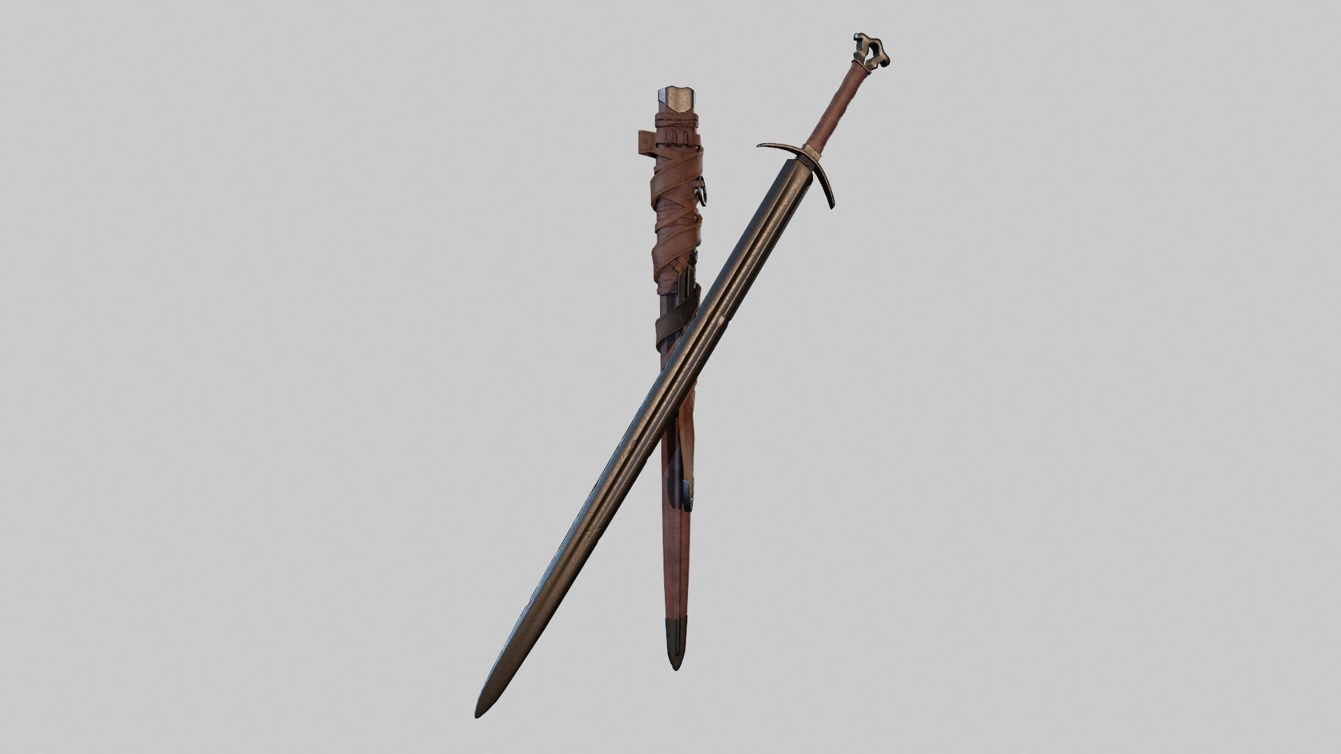 Old Sword Low-poly 3D model_5