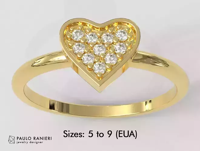 Heart Diamond Ring 3D print model