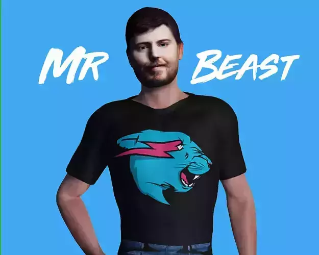 Mrbeast Full Rigged with Face rig and 100 Face Morph Included 3D model