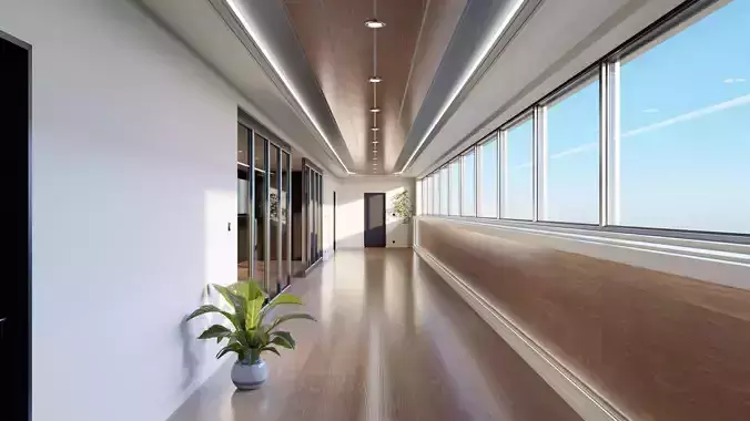 Modern Corridor - Hipoly 3D Model - blender - fbx - obj 3D model