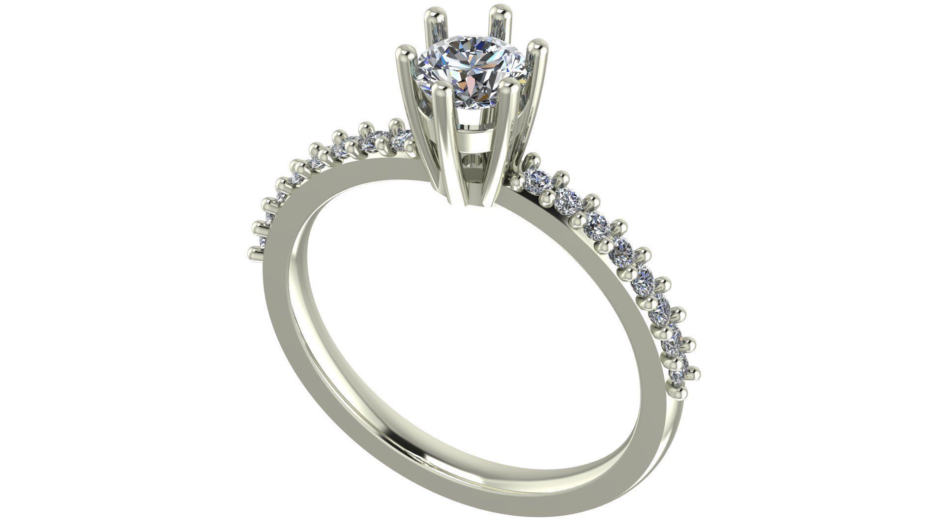 Diamond Solitaire Engagement Ring with 0-45 Ct in 14K Gold 3D print model_6