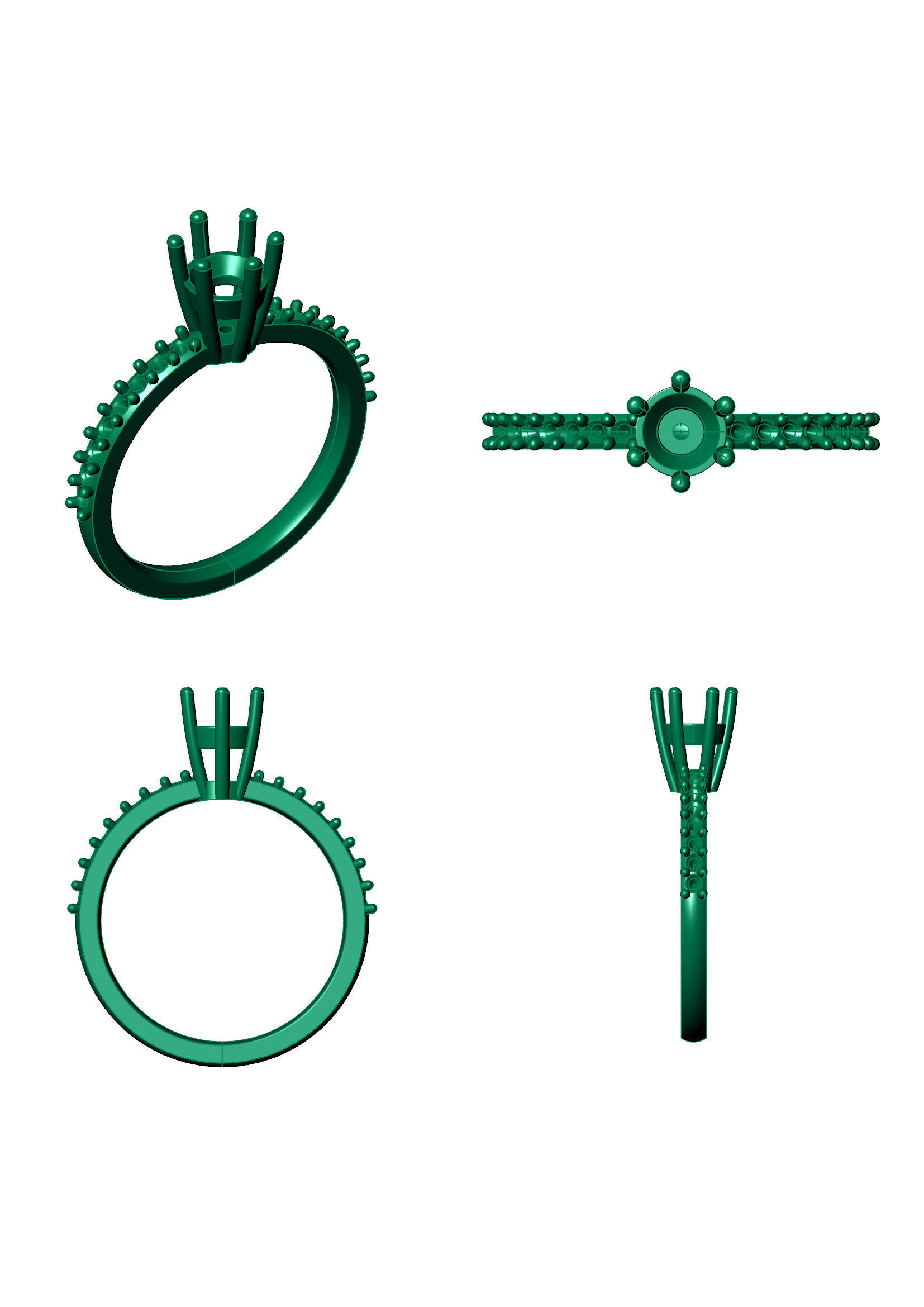 Diamond Solitaire Engagement Ring with 0-45 Ct in 14K Gold 3D print model_12