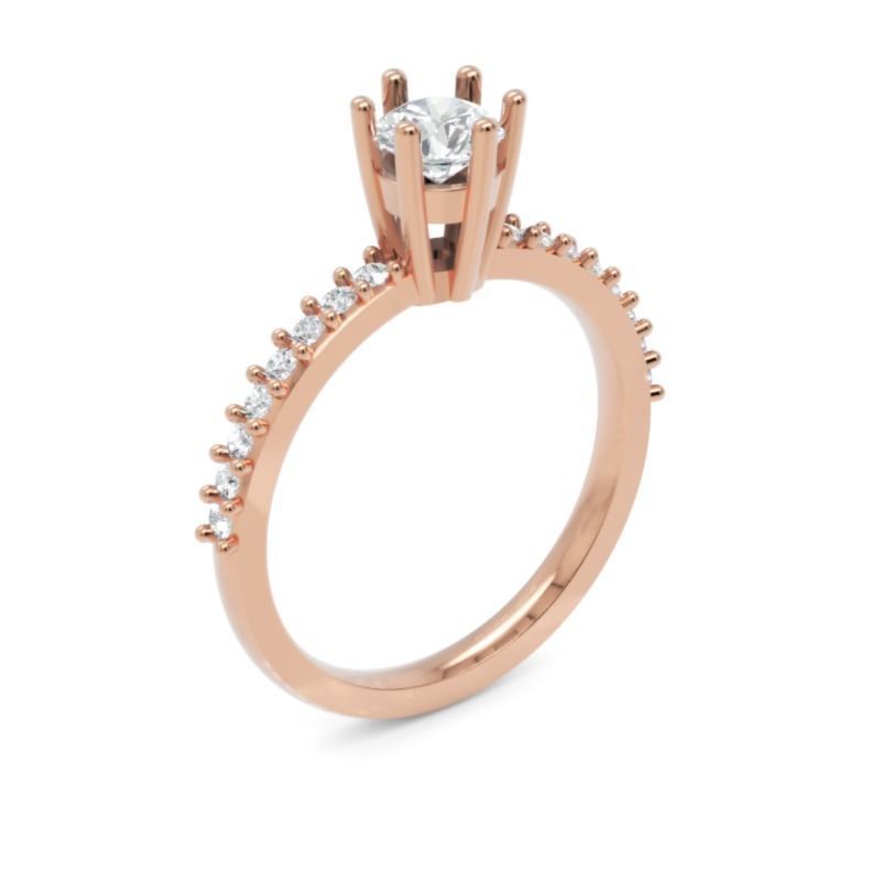 Diamond Solitaire Engagement Ring with 0-45 Ct in 14K Gold 3D print model_1