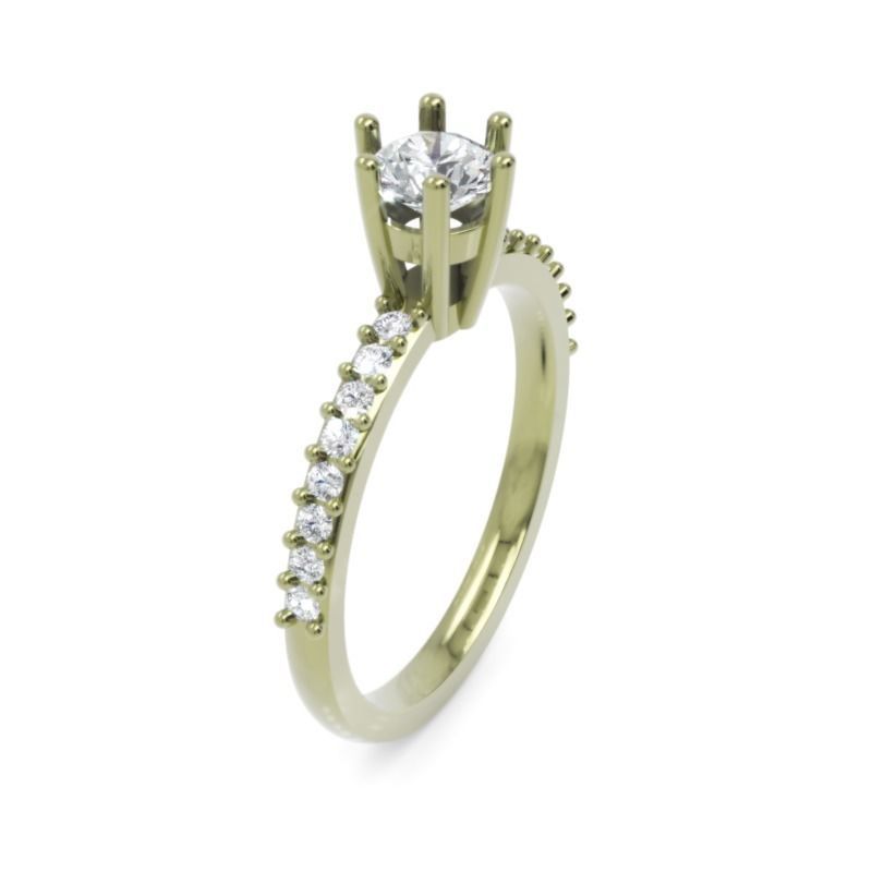 Diamond Solitaire Engagement Ring with 0-45 Ct in 14K Gold 3D print model_4