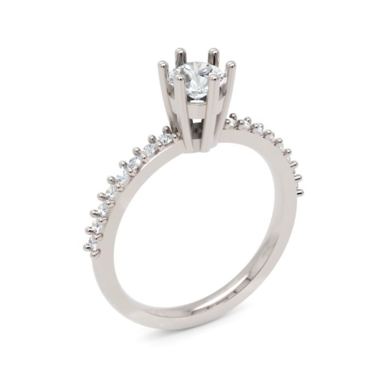 Diamond Solitaire Engagement Ring with 0-45 Ct in 14K Gold 3D print model_2