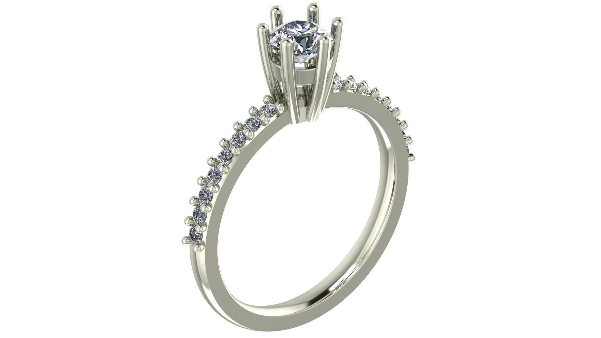 Diamond Solitaire Engagement Ring with 0-45 Ct in 14K Gold 3D print model_5