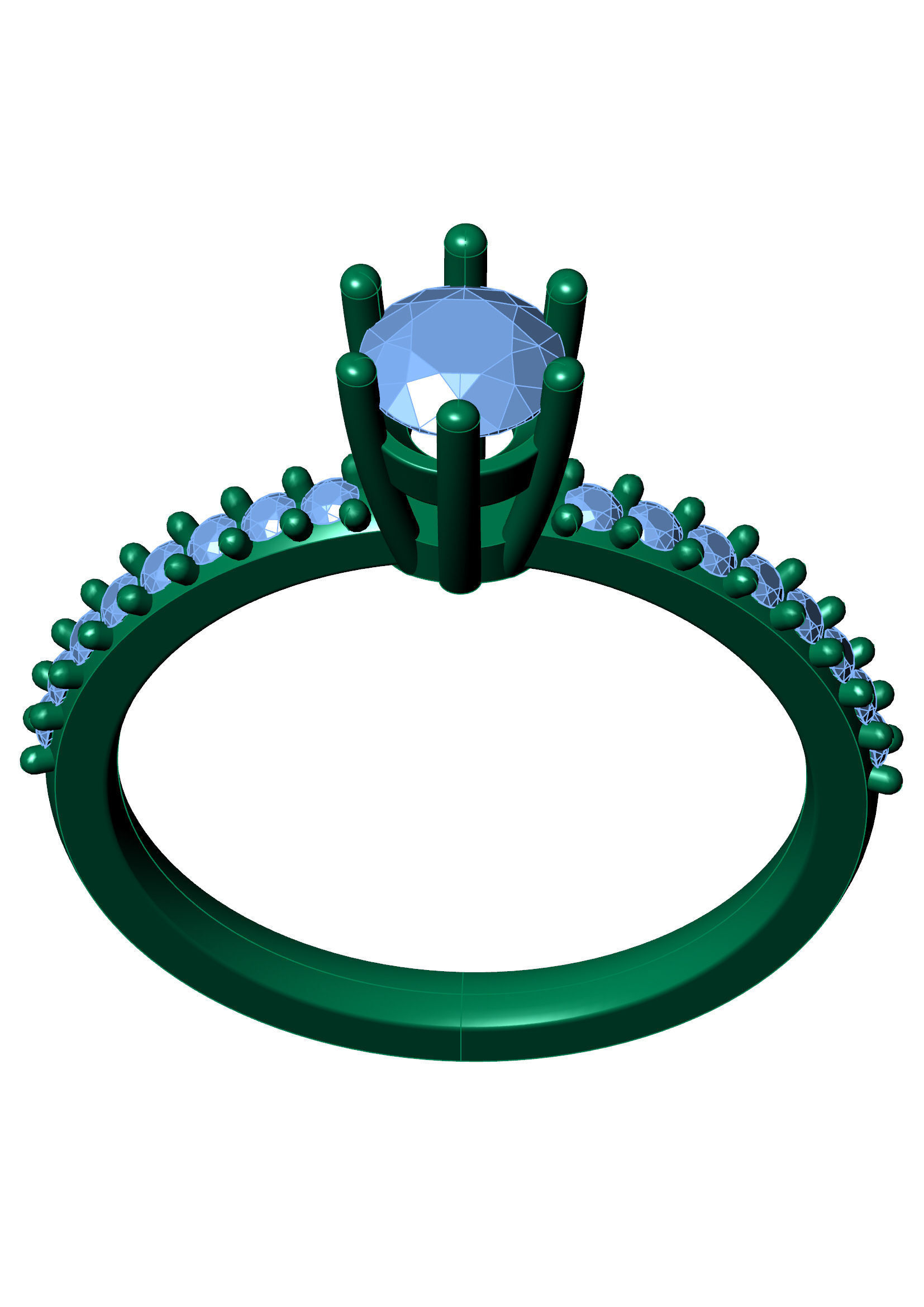 Diamond Solitaire Engagement Ring with 0-45 Ct in 14K Gold 3D print model_10