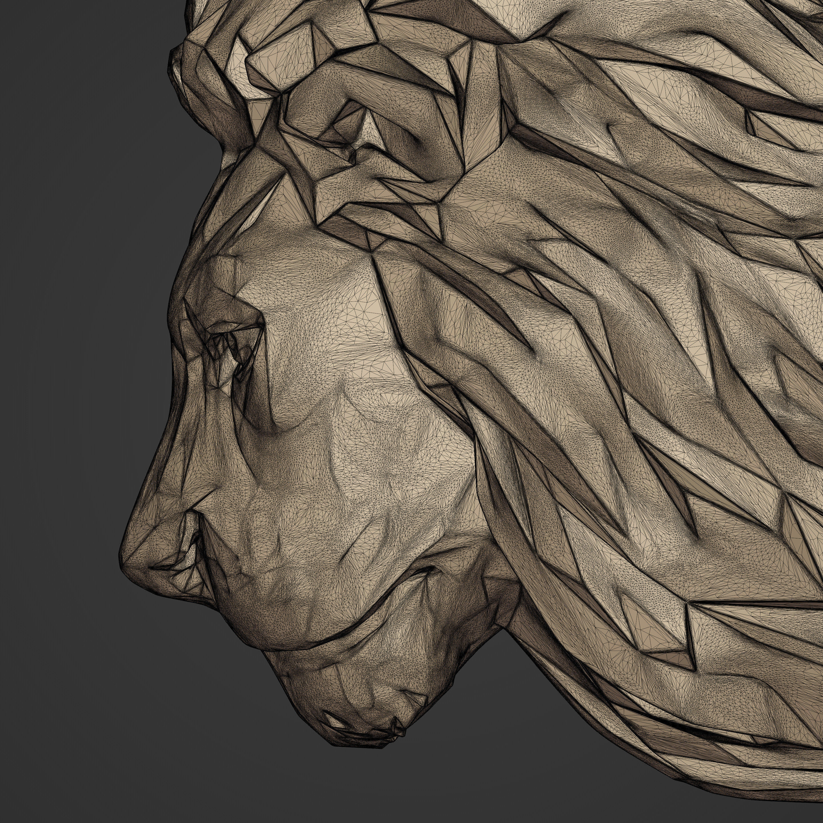 Lion Head Necklace 3D print model_12