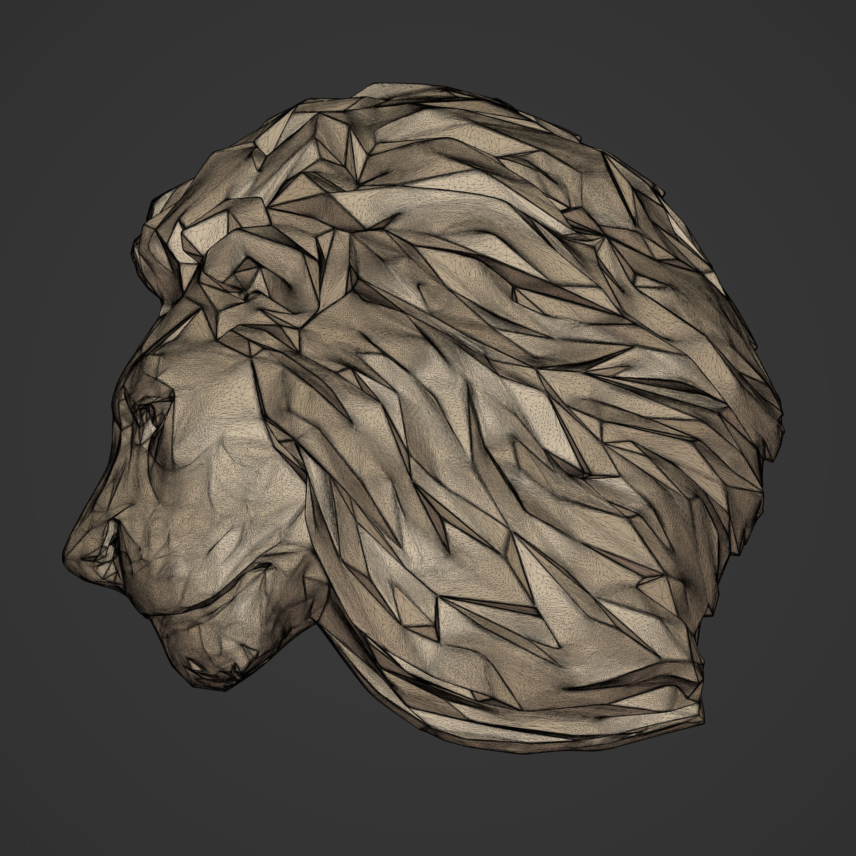 Lion Head Necklace 3D print model_6