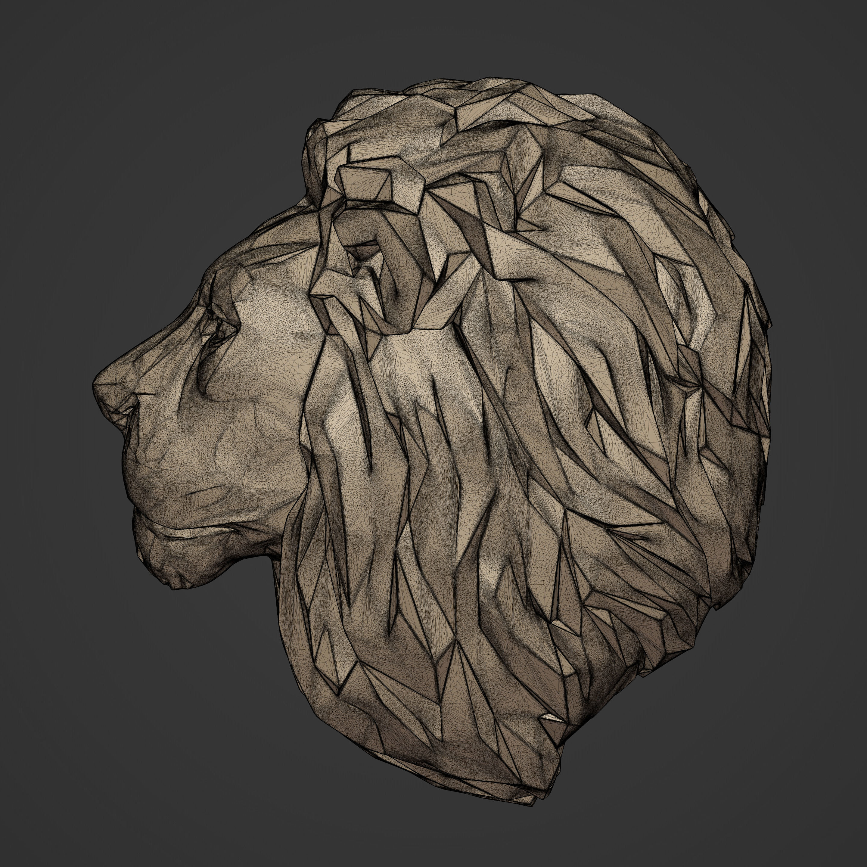 Lion Head Necklace 3D print model_2