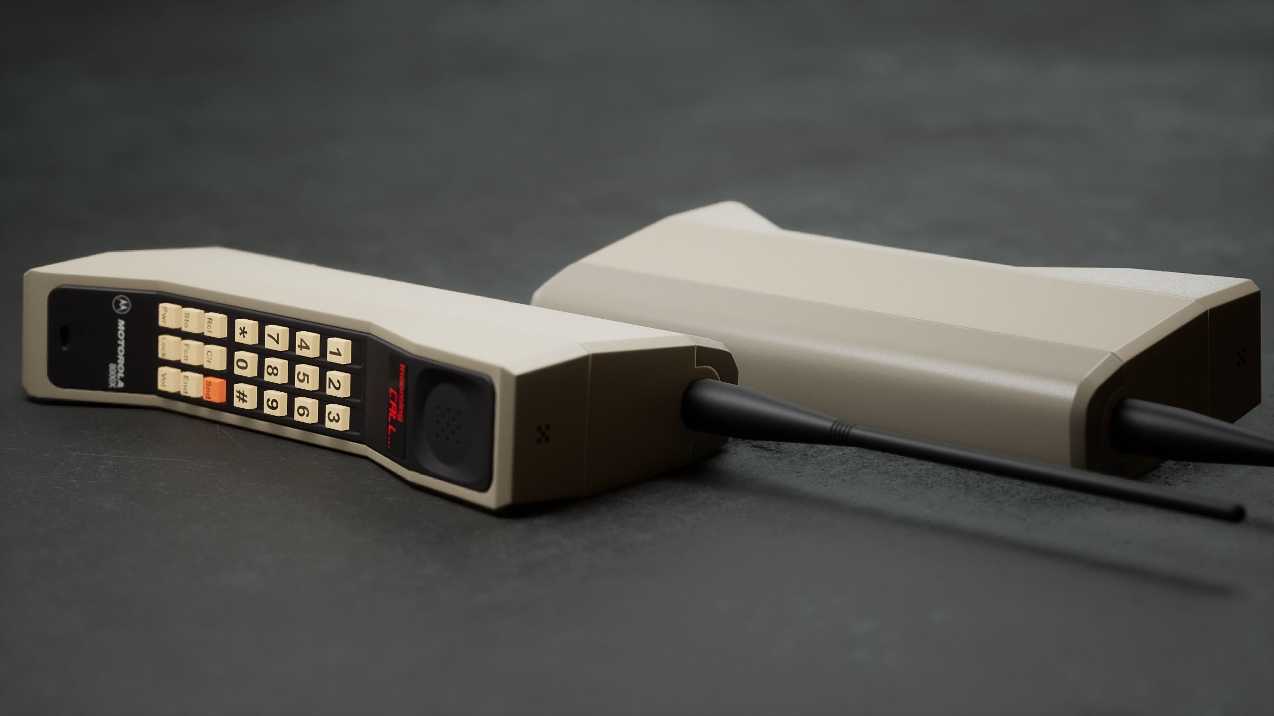 Motorola DynaTAC 8000x Backlit Low-poly 3D model_2
