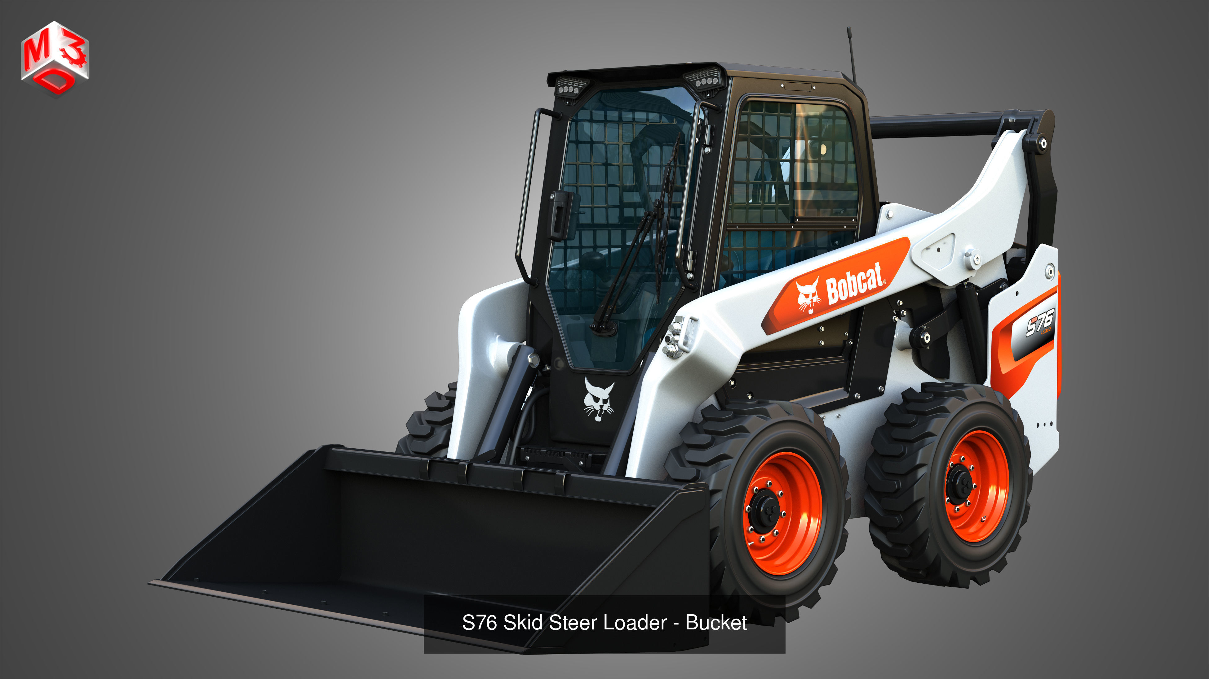 S76 Skid Steer - Quad Tracks Loaders - Bucket  2 in 1 3D Model Collection_3